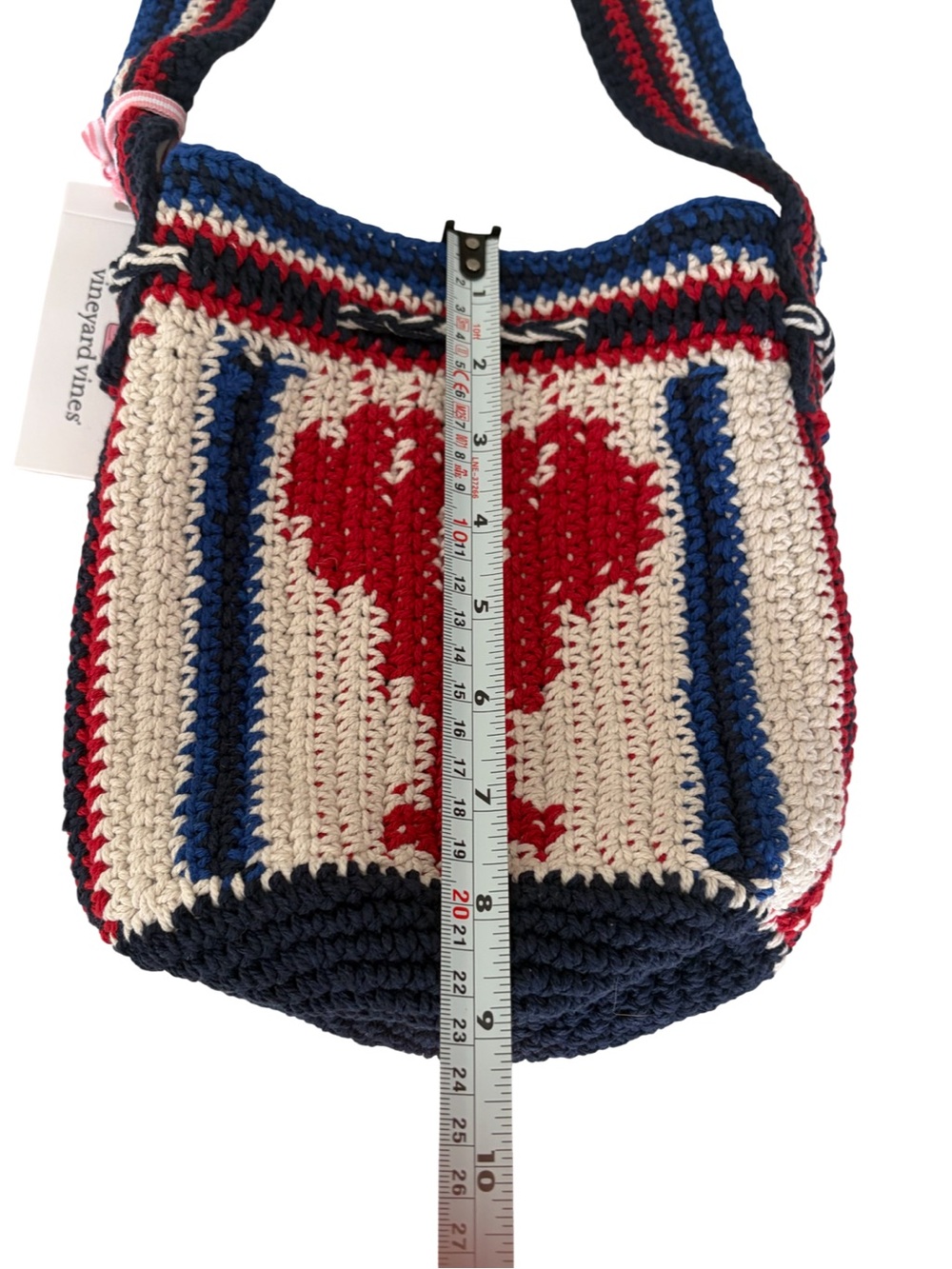 NWT Vineyard Vines Crochet Lobster Bucket Shoulder Bag Americana Red White Blue - Picture 11 of 13